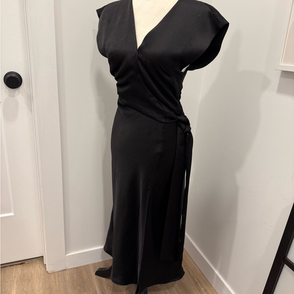 bec + bridge Black Asymmetrical Wrap Dress
